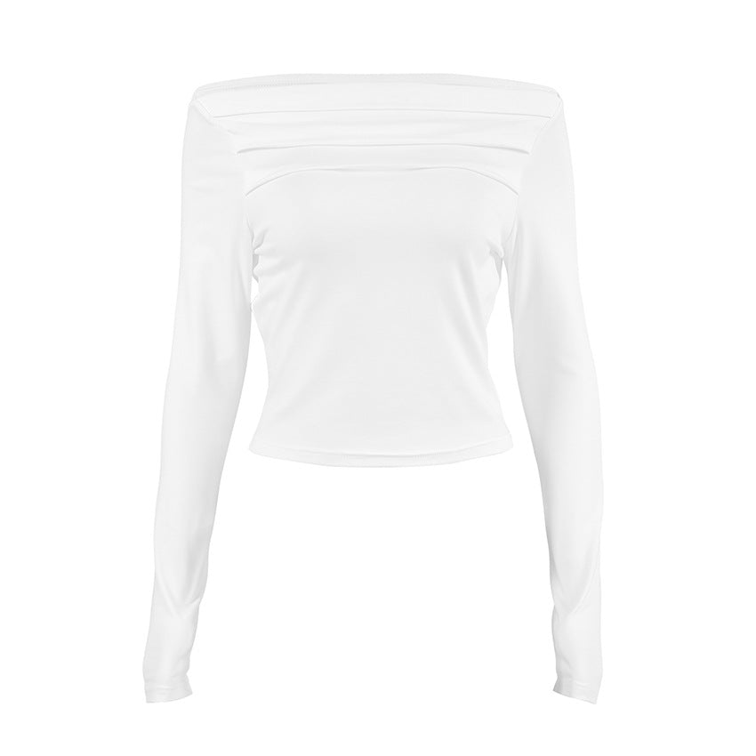 Irregular collar women's slim fit top with European and American design sense